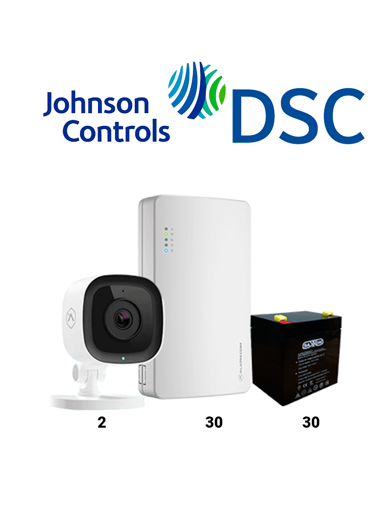 DSC SEM300 30 PACK - Paquete de 30 Comunicadores SEM300  Comunicador Dual  SIM/ IP para PowerSeries de Alarm.com   30 baterías 12V 4.5Ah CBAT45AH   3 Cámaras de alarm.com ADC-V515