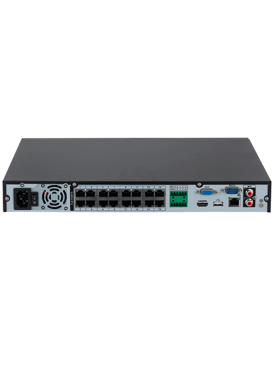 DAHUA DHI-NVR4216-16P-4KS3 NVR de 8 MP/ 4k / 16 Canales IP/ 16 Puertos PoE/ Rendimiento de 160 Mbps/ Smart H.265+/ 2 Bahias de Discos Duros/ Salidas de Video HDMI&VGA/ 4&2 E&S de Alarmas/ Soporta cámaras WizSense/ H.265+/ 4 canales SMD Plus/