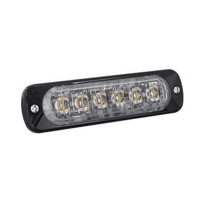 Luz Auxiliar de 6 LED  Ambar  Bisel Negro  Lente Transparente