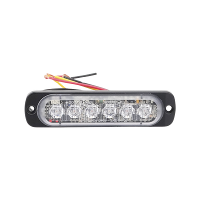 Luz Auxiliar de 6 LED  Ambar  Bisel Negro  Lente Transparente