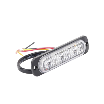 Luz Auxiliar de 6 LED  Ambar  Bisel Negro  Lente Transparente