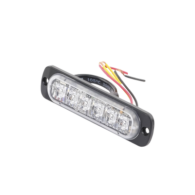 Luz Auxiliar de 6 LED  Ambar  Bisel Negro  Lente Transparente