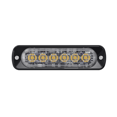 Luz Auxiliar de 6 LED  Ambar  Bisel Negro  Lente Transparente