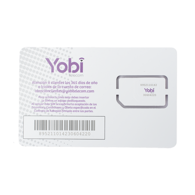 SIM SYSCOM 10GB mensual para dispositivos móviles 3G/4G (YOBI) 1 año de servicio (solo datos)