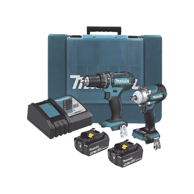 Kit de Rotomartillo Atornillador DHP482 + Atornillador de Impacto DTW301  incluye 2 Baterías BL1850B  1 Cargador DC18SD y Maletín Plastico