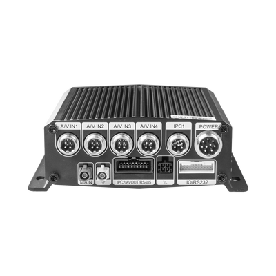 DVR Móvil / Multiplataforma / 4 Canales AHD + 2 canales IP/ Almacenamiento en Memoria Micro SD / H.265 / Chip IA Embebido / Soporta 4G / GPS