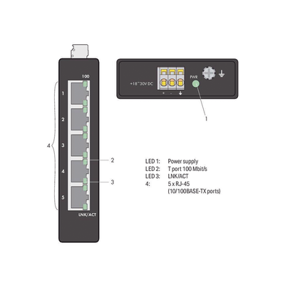 Industrial ECO Switch 5 puertos 100 Base-T Negro