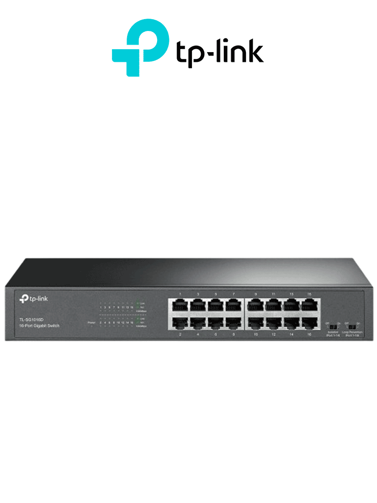 TP-LINK TL-SG1016D - Switch Gigabit no administrable de 16 puertos 10/100/1000 Mbps para escritorio/rack.