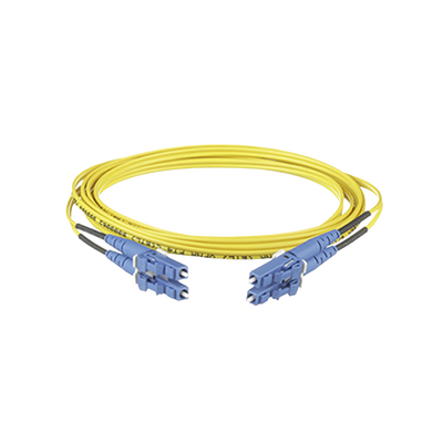 Jumper de Fibra Optica Monomodo 9/125 OS2  LC-LC Duplex  OFNR (Riser)  Color Amarillo  4 Metros