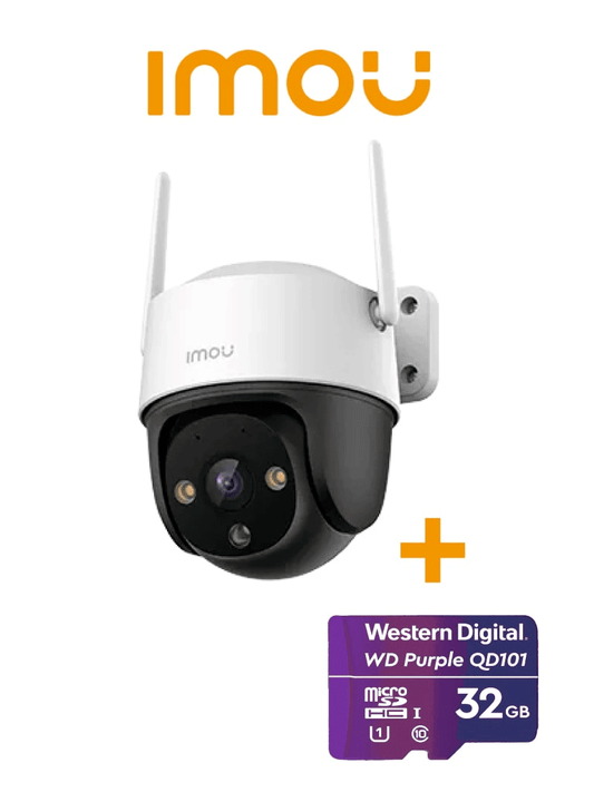 GRATIS MEMORIA 32GB IMOU Cruiser SE+ 2MP + WDD032G1P0C – Cámara IP PT Wifi de 2 MP  resolución Full HD  visión nocturna 30m  alarma de 110dB  seguimiento automático  audio bidireccional  protección IP66 y ranura microSD #FREESD