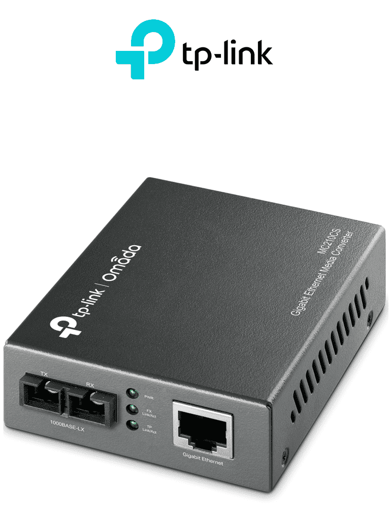 TP-LINK MC210CS - Convertidor de Fibra Óptica Monomodo con 1 puerto RJ45 10/100/1000 Mbps y puerto de fibra óptica SC 1000 Mbps. Alcance de hasta 20 km. Plug and play. #MCI2