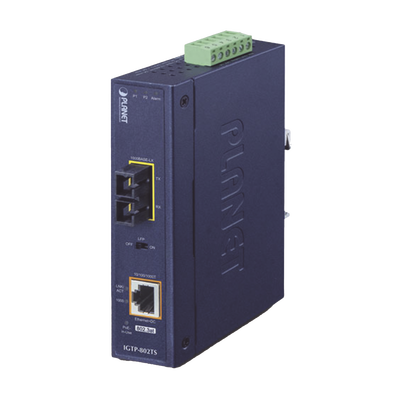 Convertidor de Medios Industrial PoE+ 1000BASE-LX a 10/100/1000BASE-T 802.3at (SC SM) -20 km
