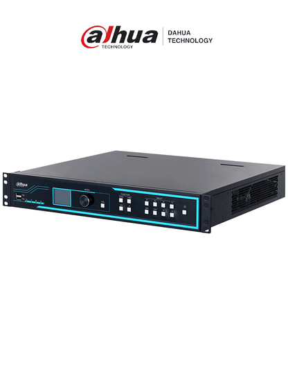 DAHUA DHI-NVD1205DU-4I-8K  Decodificador de vídeo IP Ultra HD (8k)/ 12 salidas HDMI/H265+/ H265/ H264/ MJPEG/ HDMI /DVI-I/ Soporta 1/4/6/8/9/16/25/36 y división libre/ RS232  RS485/  Control de pantallas de empalme para zoom/fusión/desplazamiento