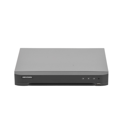 (ACUSENSE / Evita Falsas Alarmas) DVR 8 Megapixel / 8 Canales TURBOHD + 8 Canales IP / 1 Bahía de Disco Duro / Audio por Coaxitron / 8 Entradas de Alarma / 4 Salida de Alarma / H.265+