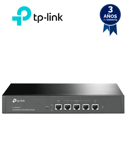TP-LINK TL-R480T+ - Ruteador balanceador de cargas Multi WAN con 1 puerto WAN y 1 puerto LAN fijos RJ45 Fast Ethernet  además de 3 puertos RJ45 intercambiables LAN & WAN Fast Ethernet. Ideal para oficinas pequeñas.