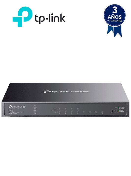 TP-LINK SG2008P - Switch administrable JetStream SDN PoE con 8 puertos 10/100/1000 Mbps  incluyendo 4 puertos PoE con un presupuesto total de 62W. Ofrece administración centralizada a través de OMADA SDN. #MCI2