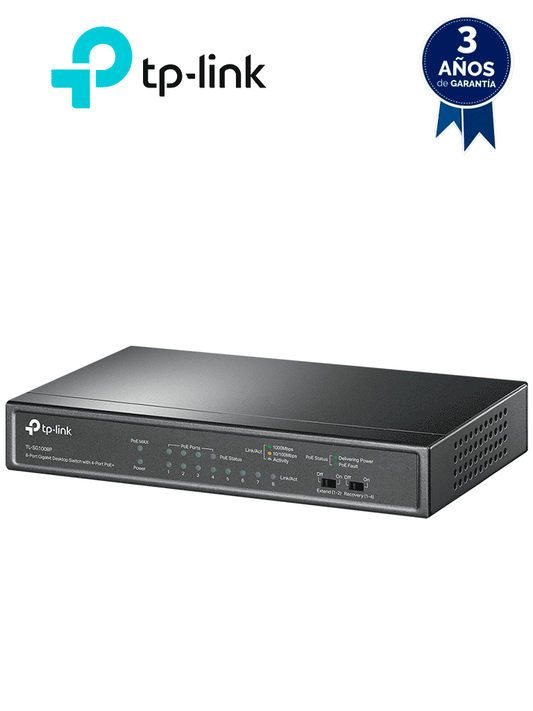TP-LINK TL-SG1008P - Switch Gigabit PoE+ no administrable de 8 puertos 10/100/1000 Mbps  solo 4 puertos PoE  ideal para escritorio