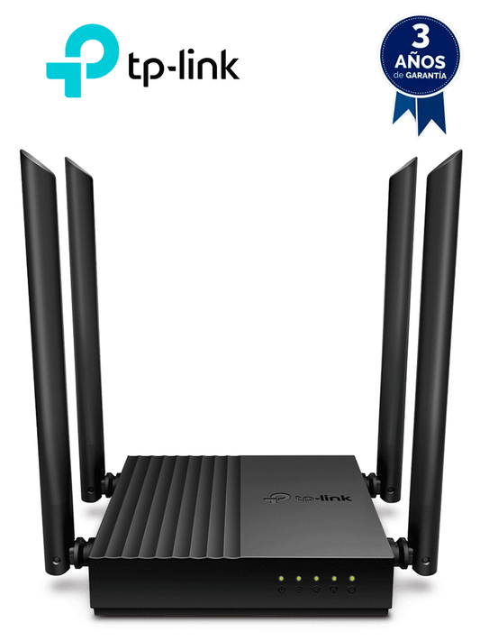 TP-LINK Archer C64 - Ruteador WiFi AC 1267Mbps con 1 puerto WAN y 4 puertos LAN RJ45 Gigabit Ethernet  MU-MIMO  4 antenas fijas  en modos de enrutador y punto de acceso  con Beamforming.#DL79