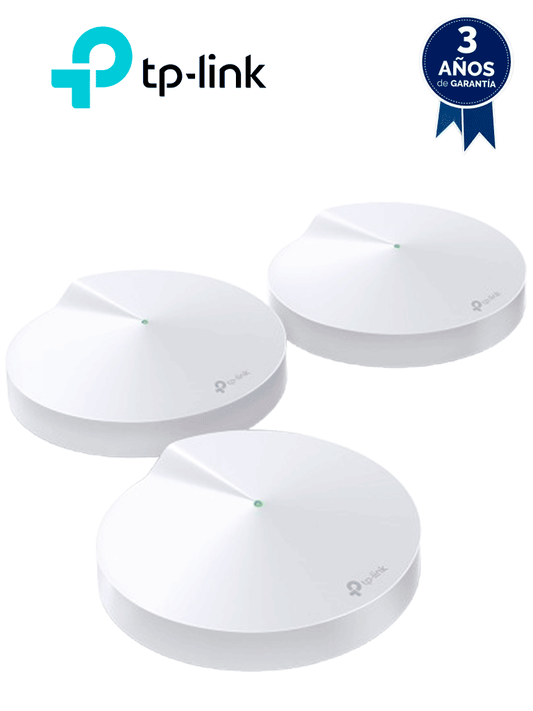 TP-LINK DECO M5 (3-Pack)- Kit de 3 routers MESH para hogar de doble banda Wi-Fi 5 AC1300 Mbps  con 2 puertos Gigabit WAN/LAN  4 antenas internas  administración mediante la app Deco (iOS  Android) y protección HomeCare.