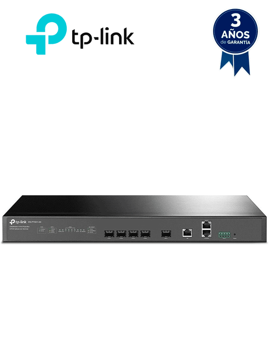 TP-LINK DS-P7001-04 - Delta Stream - OLT con 4 puertos GPON  capacidad de conexión hasta 512 ONUs  1 puerto Gigabit RJ45 Uplink  1 puerto SFP+ Uplink y fuentes redundantes AC-DC incluidas. Administración desde la nube (DPMS).