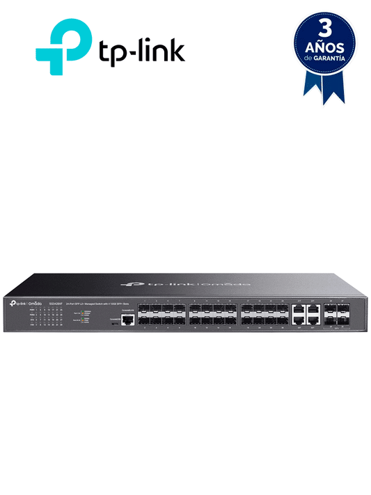 TP-LINK - TL-SG3428XF - Switch TP-Link JetStream TL-SG3428XF  24 Puertos L2+ SFP y 4 puertos SFP+ 10G