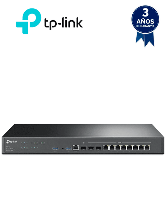 TP-LINK  ER8411 - Router VPN Omada  1 puerto WAN 10G SFP+  1 puerto WAN/LAN 10G SFP+  1 puerto WAN/LAN 1G SFP+  8 puertos WAN/LAN GE  ZTP  Administracion Centralizada  Secure VPN  Firewall potente  Filtrado de IP/MAC/URL  enlace IP-MAC #TP9