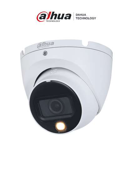 DAHUA DH-IPC-HDW1239T1P-A-LED-0280B-S6 - Cámara IP Domo Full Color de 2MP con lente de 2.8mm y 110° de visión. Cuenta con micrófono integrado  luz blanca de 15m  compresión H.265  protección IP67  PoE y DWDR para imágenes nítidas. #MCI1Q125