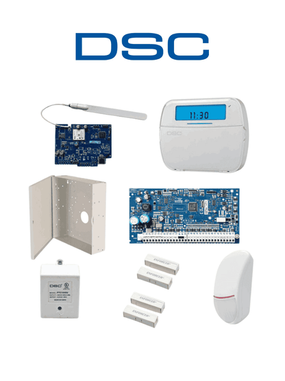 DSC NEO-ICON-IPLTE-SB - Paquete SERIE NEO con panel HS2032 de 8 zonas cableadas expandible a 32/Teclado de Iconos HS2ICN /Sensor PIR LC200 Cableado/2 contactos blancos cableados/Transformador/Gabinete GTVCMX003/Comunicador Dual TL280LE/Sin Batería #