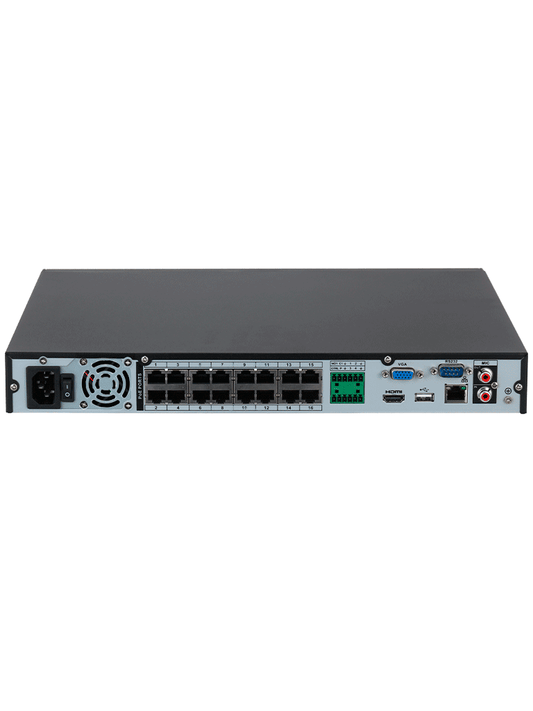 DAHUA DHI-NVR4232-16P-4KS3 NVR de 8 MP / 4k / 32 Canales IP / 16 Puertos PoE / Rendimiento de 160 Mbps/ Smart H.265+/ 2 Bahías de disco duro/ 4&2 E&S de Alarma/ Soporta cámaras WizSense/ 2 canales SMD Plus