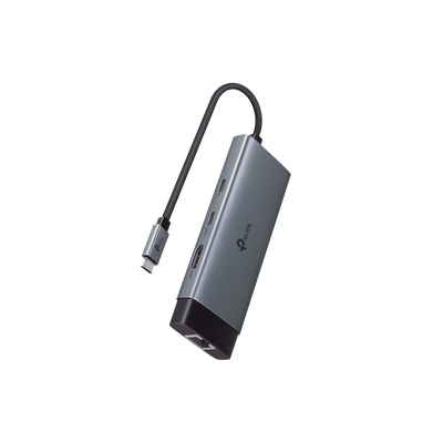 Adaptador HUB 6 en 1  1 puerto USB-C entrada  1 puerto HDMI 4K  1 puerto Ethernet Gigabit  1 puerto USB-C y 2 puertos USB-A