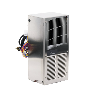 Aire Acondicionado Compacto Para Exterior  Uso en Gabinetes de Telecomunicaciones de Grado Industrial  Frío T15  800 BTU  115 Vca  de Acero Inoxidable 304  Color Gris
