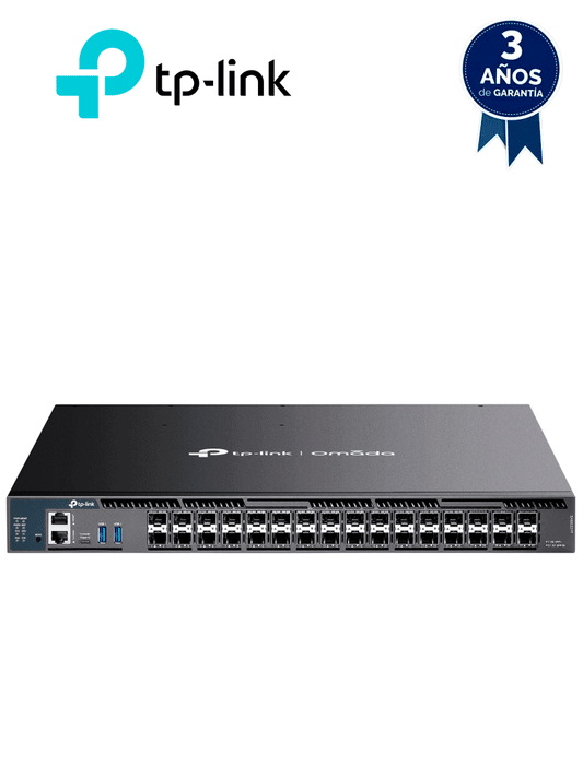 TP-LINK SX6632YF- Switch Omada L3 Stackable de 26 puertos SFP+ 10G y 6 puertos SFP28 25G   Stacking físico   Funciones L3 Enterprise. RIP  OSPF  ECMP  VRRP  PIM-DM  DHCP Server/Relay   Alta disponibilidad   VRRP y ERPS   Interfaz WEB   CLI   SNMP y