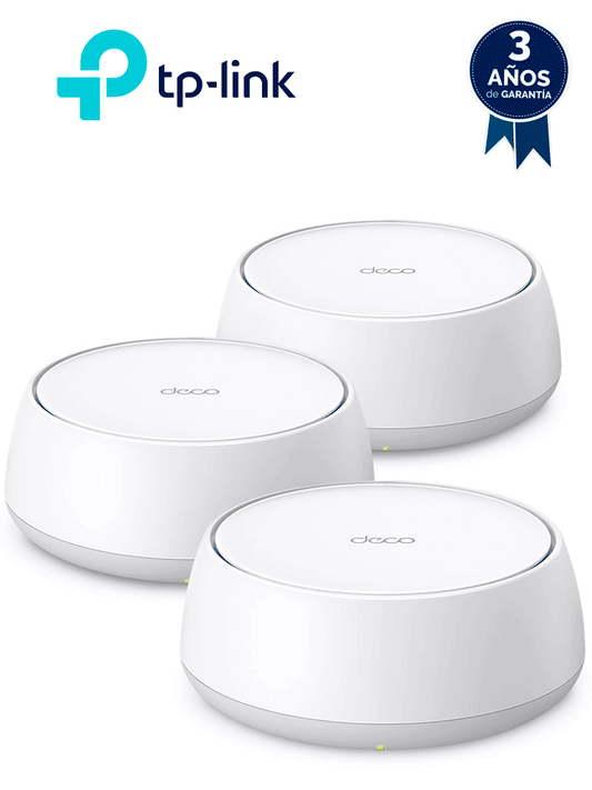 TP-LINK DECO BE25 (3-PACK) - Sistema Mesh WiFi 7   Wi-Fi 7 de Triple Banda de 3.6Gbps   2 puertos 2.5Gbps   Multi-Link Operation (MLO)   Protección con HomeShield  AI-Roaming   compatible con Alexa y Google Home.