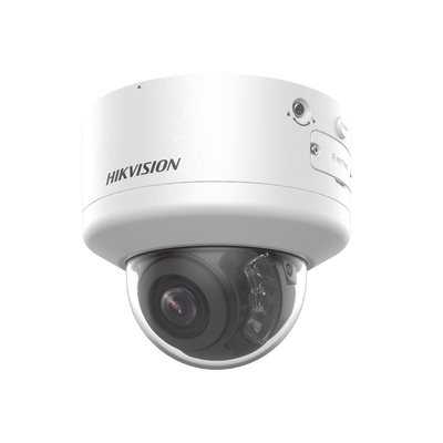 Domo IP 4 Megapixel / Lente Mot. 2.7 a 13.5 mm / Dual Light (40 mts IR + 40 mts Luz Blanca  / Exterior IP66 / IK10  / Audio y Alarma I/O / PoE+ / ONVIF / Micro SD / 4 Analíticos: AcuSense  Deteccion Facial  Conteo de Personas por Cruce y Zona