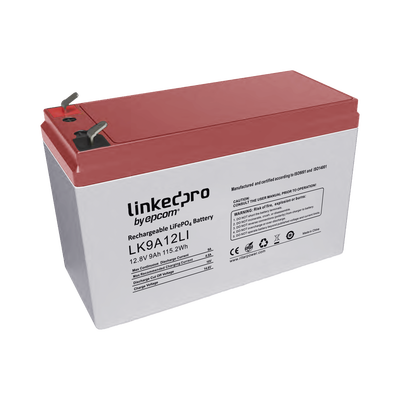 Batería de Litio 12.8 Vcc / 9 Ah / Tecnología LiFePO4 /2000 Ciclos de Vida/ Para uso en equipo electrónico  UPS (litio) / Incendio/ Control de acceso / Video Vigilancia / Terminales F1 ( Incluye adaptador para terminal F2 )
