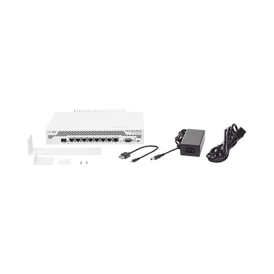 Cloud Core Router  CPU 9 Núcleos  7 Puertos Gigabit Ethernet  1 Combo TP/SFP  1 GB Memoria  Enfriamiento Pasivo