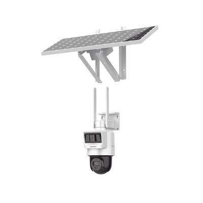 Kit Solar IP All in One / Doble Detección (Radar + PIR) / PT IP 4 Megapixel / Lente 2.8 mm / Panel Solar / Batería de Respaldo de Litio 90Wh (Hasta 2 días) / Conexión 4G / Audio de Dos Vías / Accesorios de Inst. / Direc