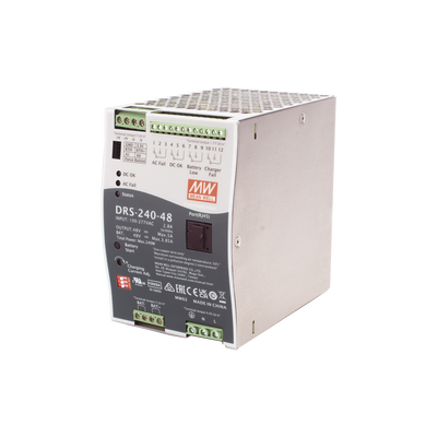 Fuente de Poder Industrial de 240W con Cargador de Baterías  salida 48Vcc  5A  para montaje Riel Din
