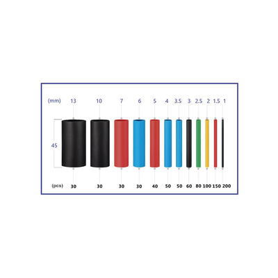 850 Tubos Termoencogibles (Termofit) 2:1  de 12 Diferentes Medidas
