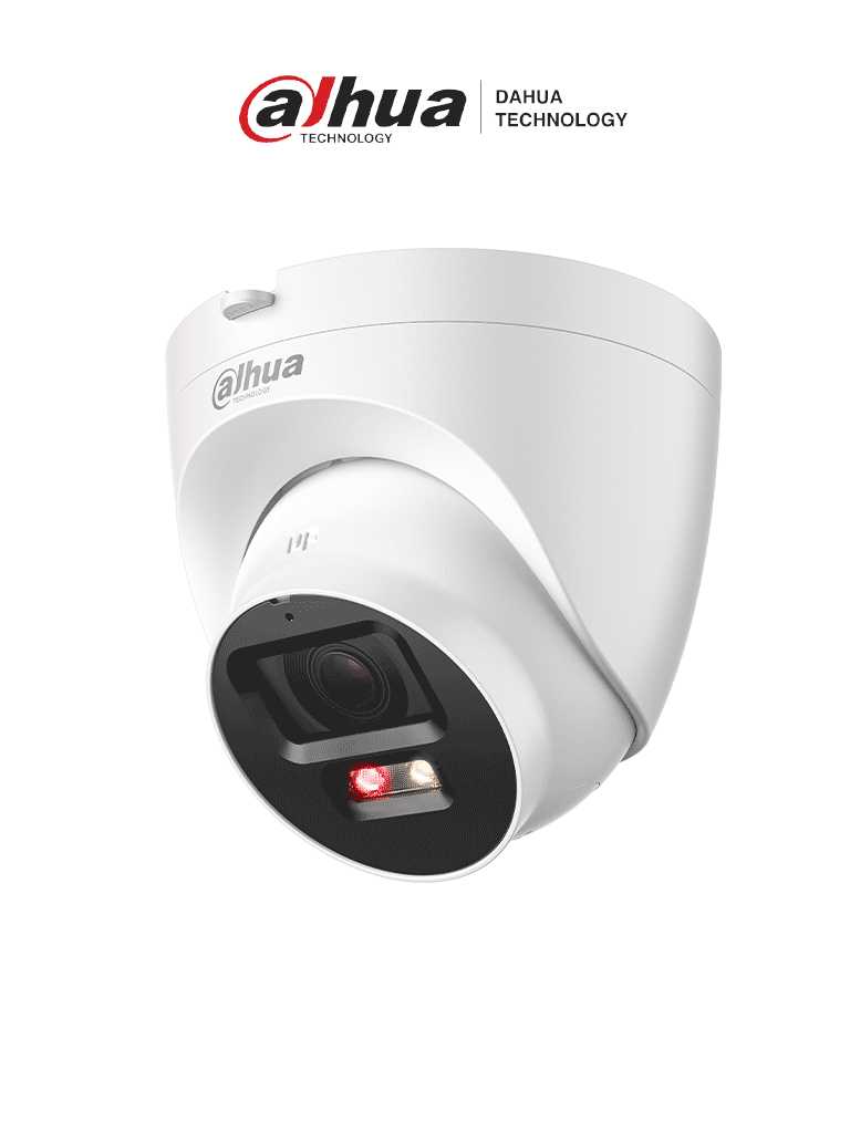 DAHUA IPC-HDW2549T-S-PV - Cámara Domo IP de 5 MP  30 Mts de Iluminador Dual Inteligente/ Disuasión activa/ Lente 2.8mm/ SMD Plus/ Protección perimetral  Micrófono y Bocina integrados/Audio dos Vías/ IP67/ Ranura MicroSD