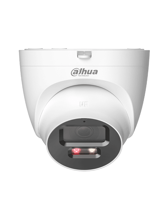 DAHUA IPC-HDW2549T-S-PV - Cámara Domo IP de 5 MP  30 Mts de Iluminador Dual Inteligente/ Disuasión activa/ Lente 2.8mm/ SMD Plus/ Protección perimetral  Micrófono y Bocina integrados/Audio dos Vías/ IP67/ Ranura MicroSD