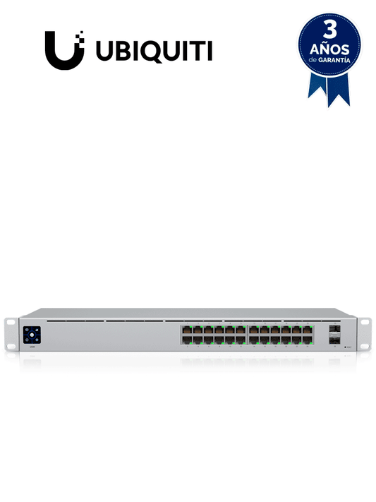 UBIQUITI USW-24 UniFi Switch Capa 2 de 24 puertos 10/100/1000 Mbps más 2 puertos 1G SFP  con pantalla informa#ENE2