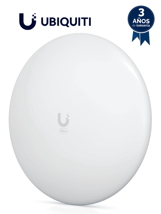 UBIQUITI WAVE-LR- Antena cliente para WAVE-AP  con frecuencia de 60 GHz y tasa de transferencia de hasta 2 Gbps. Incluye respaldo a 5 GHz y es compatible únicamente con WAVE-AP
