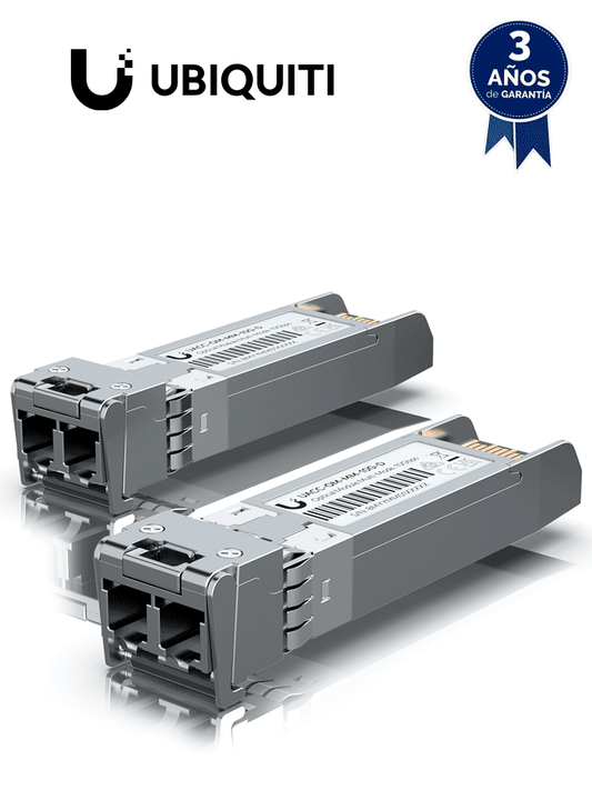 UBIQUITI UACC-OM-MM-10G-D-2 - Módulo UFiber SFP+ 10G con transceptor MiniGBIC multimodo de 10 Gbps  alcance de conexión de 300m  conectores LC. Paquete de 2 piezas.