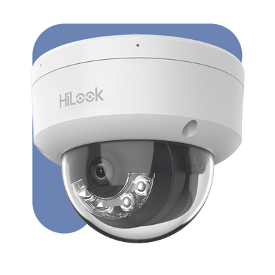 HiLook Series / Domo IP de 2 Megapixel (1080p) / Lente 2.8 mm / 30 mts IR / Micrófono Integrado / Exterior IP67 / PoE / dWDR / H.265+ / ONVIF