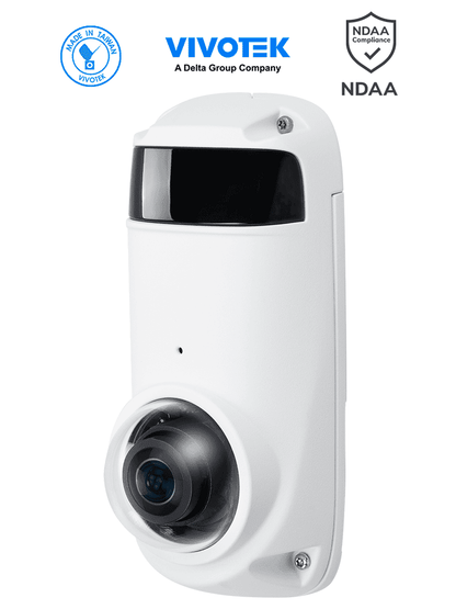 VIVOTEK CC9381-HV-v2 - Cámara IP panorámica exterior de 5 MP con visión 180º  Smart IR 15 Mts  IP66  IK10  WDR Pro  Micrófono integrado  Deep Search IA  Smart VCA Trend Micro  Smart Stream III  NDAA  ONVIF