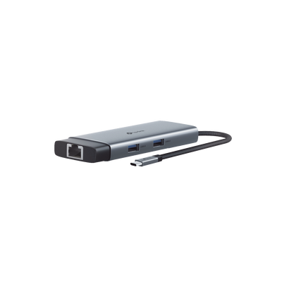 Adaptador HUB 6 en 1  1 puerto USB-C entrada  1 puerto HDMI 4K  1 puerto Ethernet Gigabit  1 puerto USB-C y 2 puertos USB-A