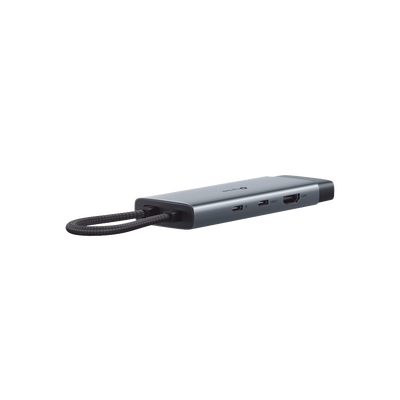 Adaptador HUB 6 en 1  1 puerto USB-C entrada  1 puerto HDMI 4K  1 puerto Ethernet Gigabit  1 puerto USB-C y 2 puertos USB-A