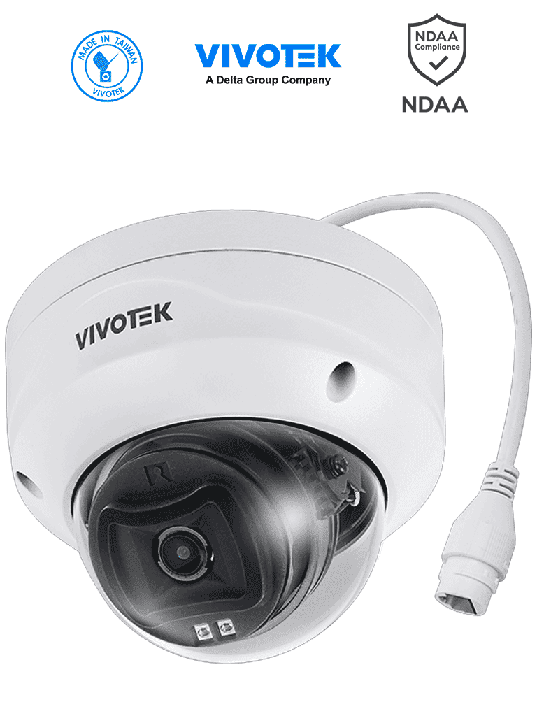 VIVOTEK FD833-HV(1Y) - Camara IP Domo Vortex Premium Series  5 Megapixeles  Smart IR 30mts   WDR Pro  Lente Fijo 2.8 mm   Advance AI  Deep Search  Protección IP66  IK10  NDAA  Almacenamiento interno 256GB