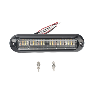 Luz Auxiliar  Ultra Brillante  IP67  18 LEDs  Tricolor  Color Rojo/Claro/Ambar  con mica transparente y bisel negro